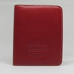 Coach red glovetanned leather ID/card case with 8-sleeve photo/card insert
